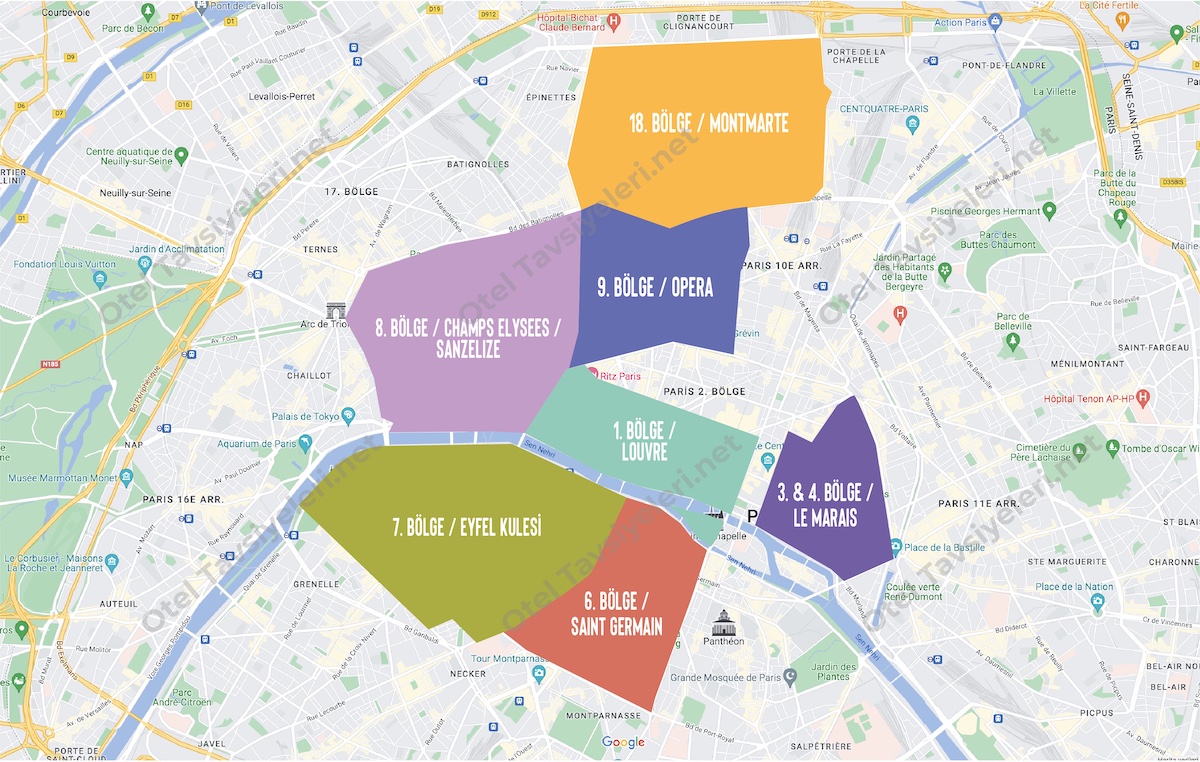 pariste nerede kalınır harita