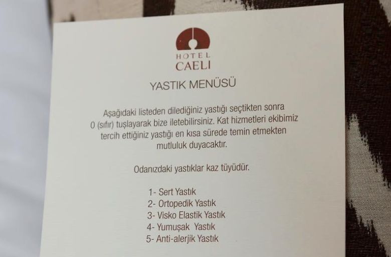 Otellerde Yastık Menüsü